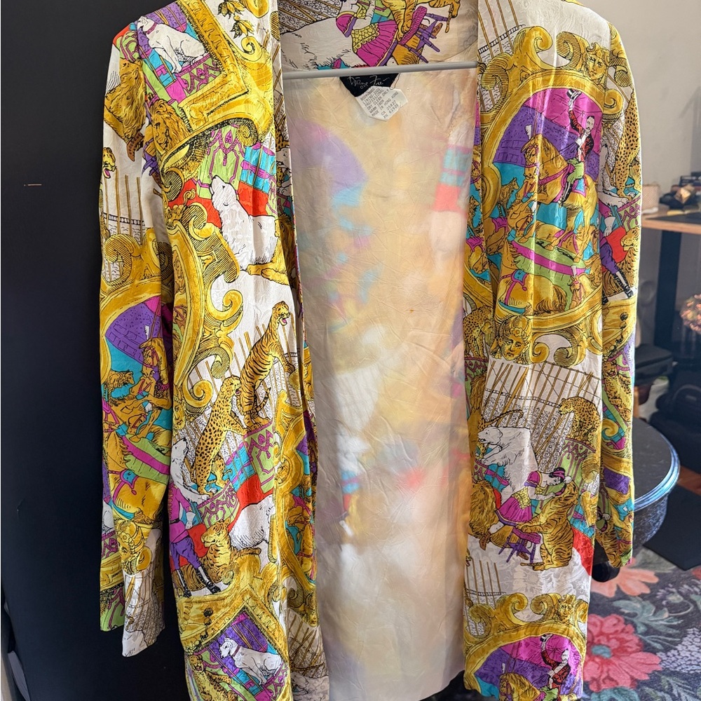 🐅 Diane Freis • Vibrant Vintage Circus Print Blazer - Gold, Purple, Teal